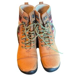 Keen Aztec Brown Leather Southwestern Sweater Ankle Boots Womens size 7